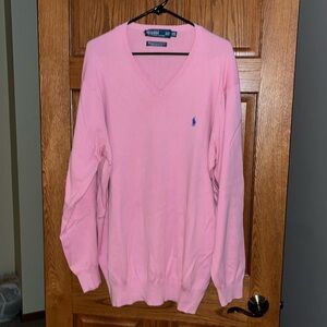 Polo by Ralph Lauren Men’s Pink Long Sleeve VNeck Sweater.